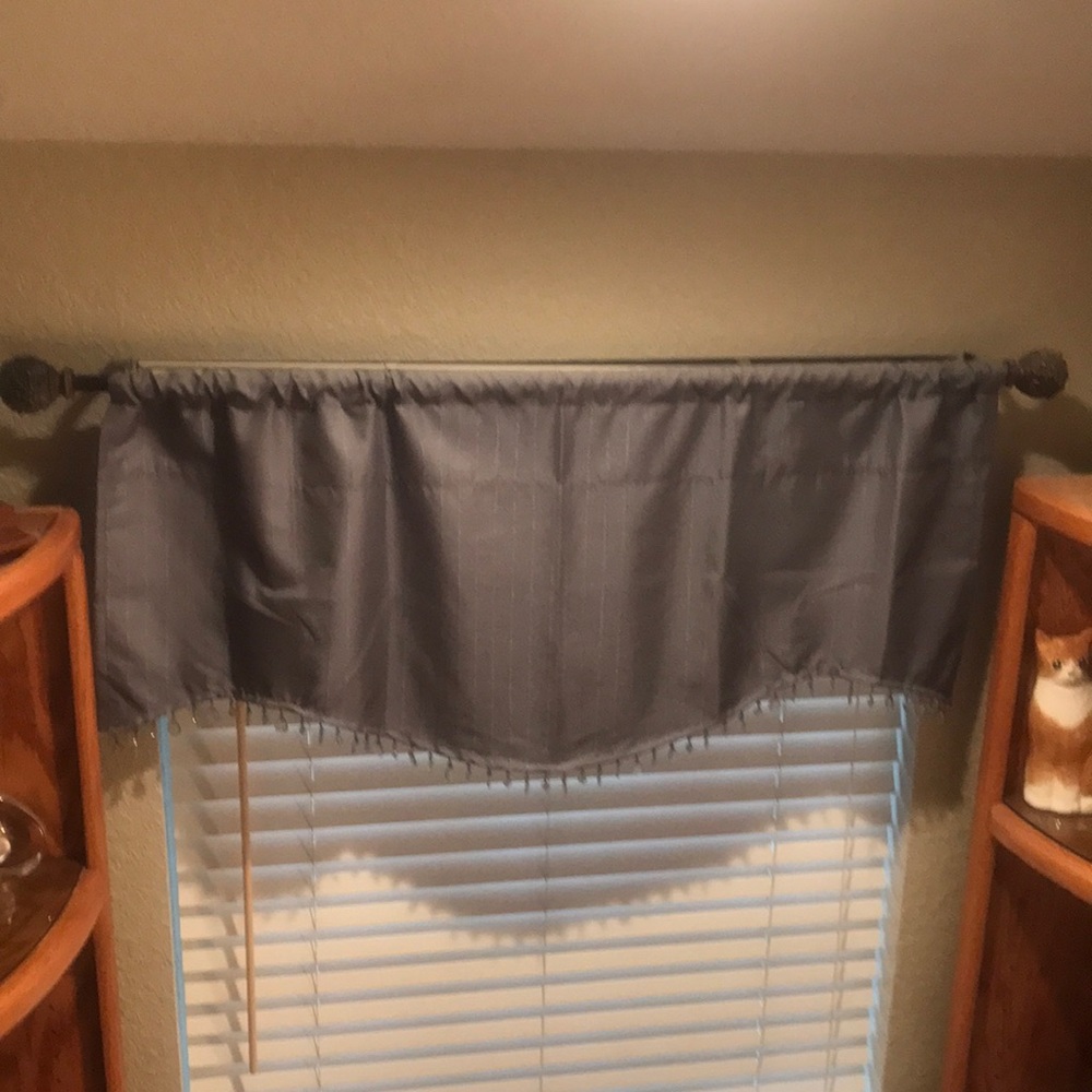 Curtain Valance Gray with Beaded Bottom